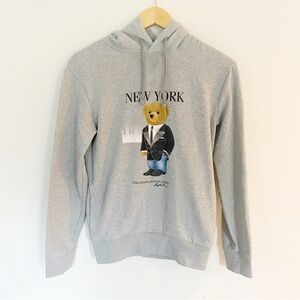 Polo Ralph Lauren Polo Bear New York Hoodie Sweatshirt Gray Size XS